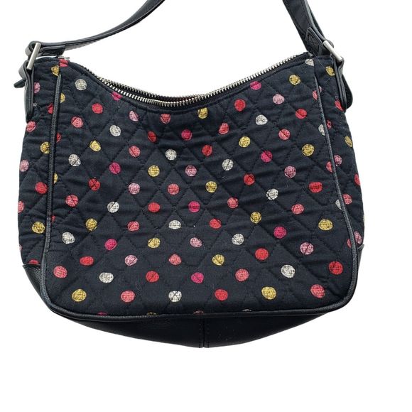 Vera Bradley Crossbody Purse; Black with Colorful Polka Dots; Approx. 8 x 9 x 3 - Picture 3 of 10